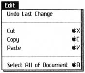 Figure 3-16: The Edit menu.