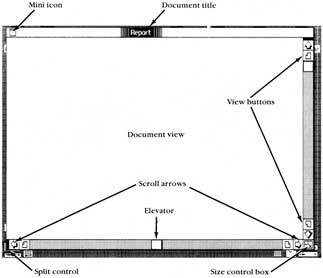 Figure 3-4: Windows used by the various Lisa application programs are slightly different in the features they provide. This composite window shows most of these features. No such universal window actually exists on Lisa, however.