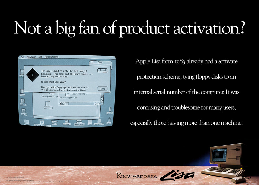 “Not a big fan of product activation?” poster