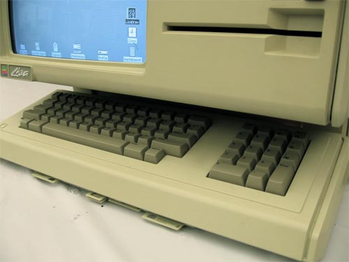 Lisa keyboard with reference cards hidden. 