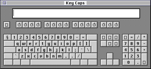 Keyboard map in System 7.0 (Key Caps)