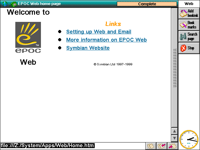 Browser in EPOC R5/Psion Series 7 (Web)