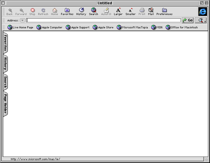 Browser in Mac OS 9.0 (Internet Explorer 4.5)