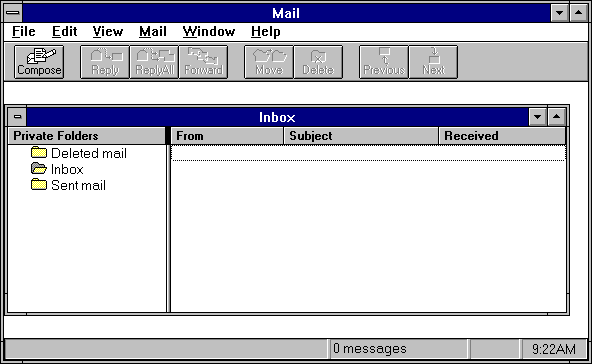 Mail in Windows NT 3.1 Workstation