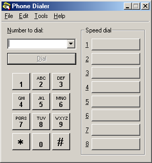 Phone dialer in Windows Me (Phone Dialer)