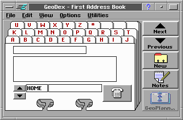 Address book in GeoWorks Ensemble 2.0 (GeoDex)