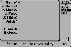 Address book in Sibo/Psion Siena (Data)