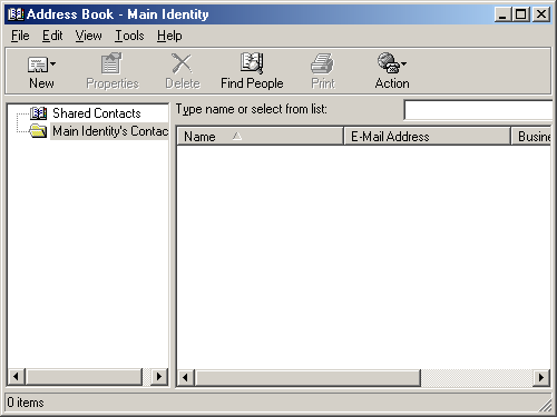 Address book in Windows Me (Address Book)