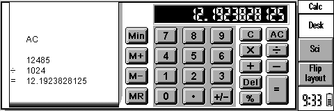 Calculator in EPOC R5/Psion Revo (Calc)