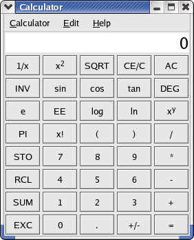 Calculator in GNOME 2.2.0 in RedHat 9 (Calculator)