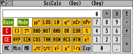 Calculator in RISC OS 3.11 (SciCalc)