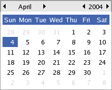 Calendar in GNOME 2.2.0 in RedHat 9