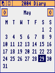 Calendar in ArthurOS 1.2 (Diary)