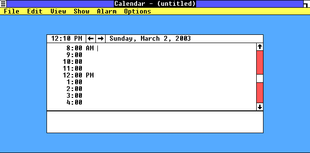 Calendar in Windows 1.01 (Calendar)