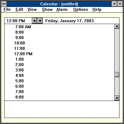 Calendar in Windows 3.0 (Calendar)