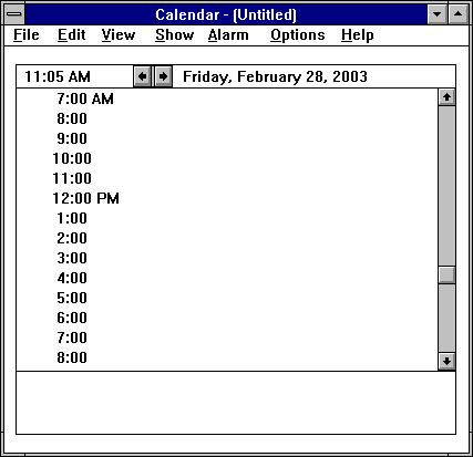 Calendar in Windows 3.1 (Calendar)