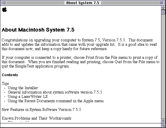 Text editor in System 7.5.3