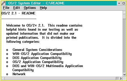 Text editor in OS/2 2.1 (OS/2 System Editor)