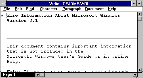 Text editor in Windows NT 3.1 Workstation