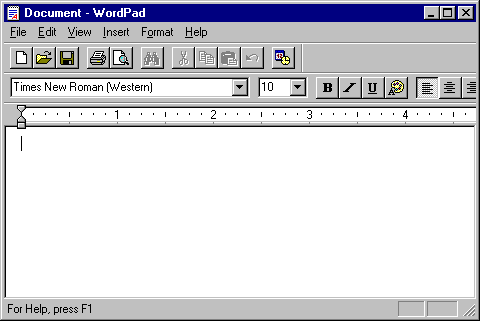 Text editor in Windows NT 4.0 Workstation (WordPad)