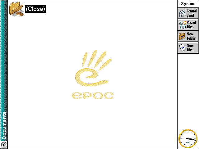 Empty desktop in EPOC R5/Psion Series 7