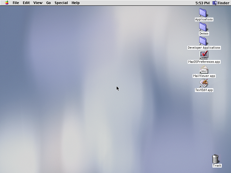 Empty desktop in Mac OS X DP 2