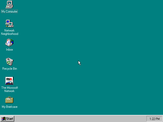 Empty desktop in Windows 95