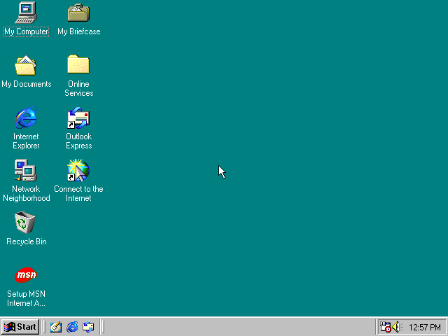 Empty desktop in Windows 98 SE