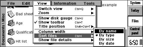 Desktop with applications in EPOC R5/Psion Revo