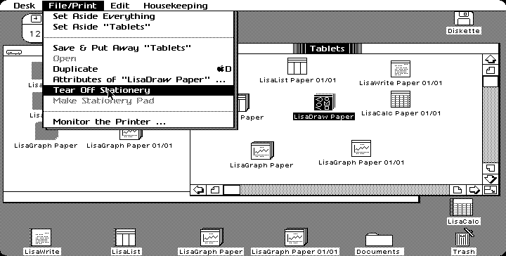 Desktop with applications in Lisa OS 3.1