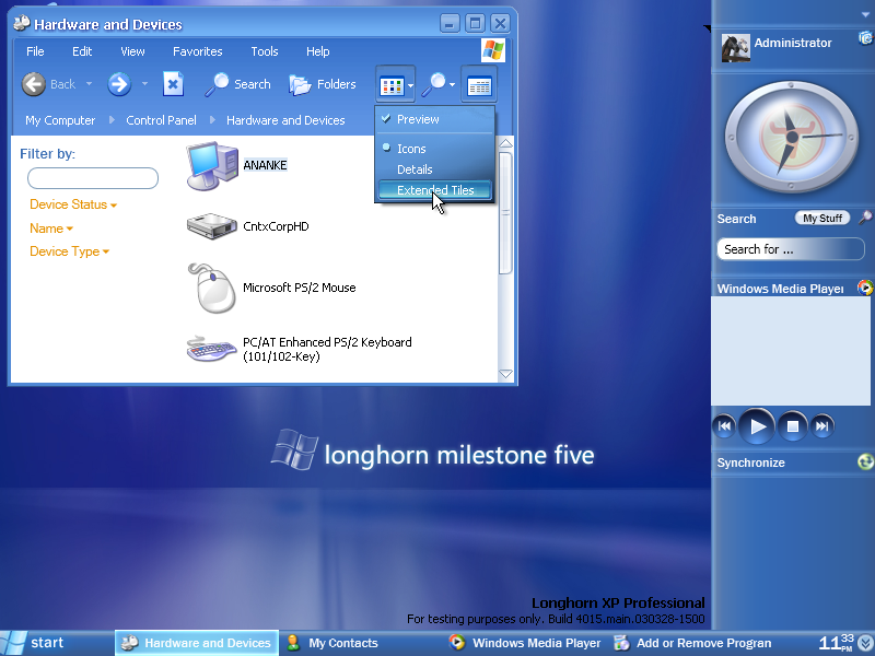 Desktop with applications in Longhorn 4015