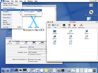 Desktop with applications in Mac OS 10.0.4