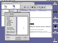 Desktop with applications in Mac OS X DP