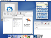 Desktop with applications in Mac OS X DP 3