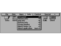 Desktop with applications in Sibo/Psion Series 3a