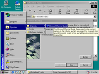 Desktop with applications in Windows 98