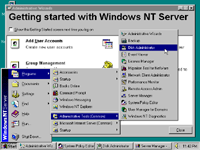 Desktop with applications in Windows NT 4.0 Server