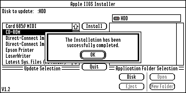 Installation complete in GS/OS 5.0.4