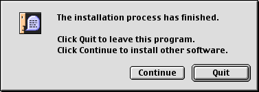 Installation complete in Mac OS 9.0