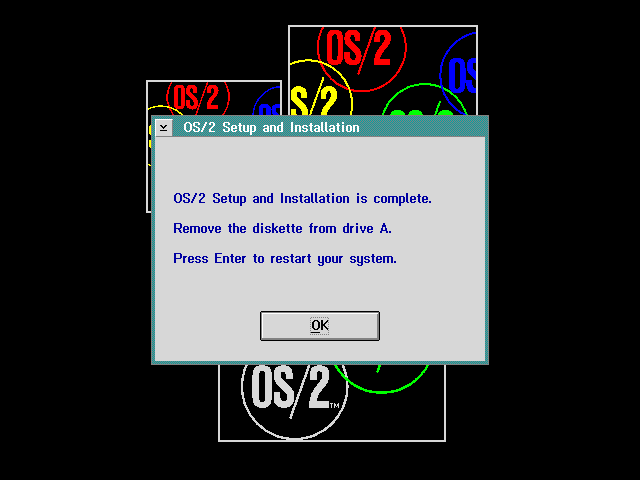 Installation complete in OS/2 2.1