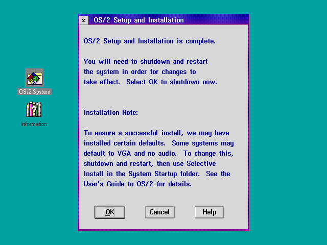 Installation complete in OS/2 Warp 3