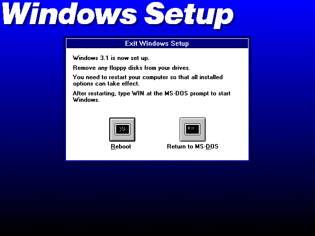 Installation complete in Windows 3.1