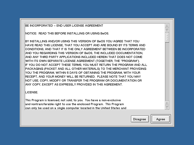Licence in BeOS R5.0.1 PE