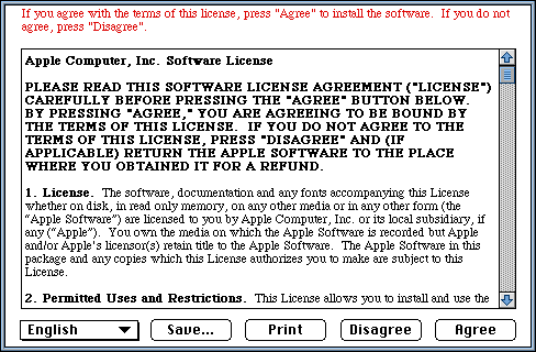 Licence in System 7.0