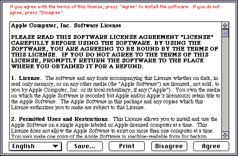 Licence in Mac OS 8.0