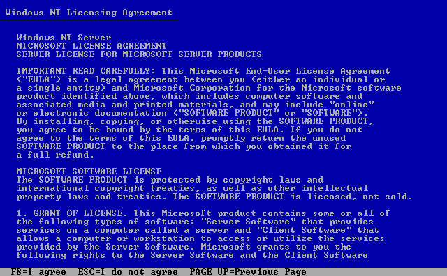 Licence in Windows NT 4.0 Server