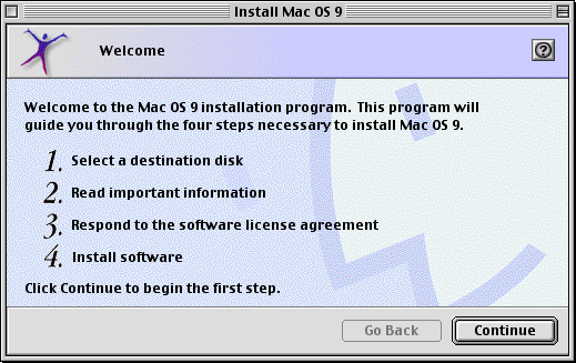 Welcome screen in Mac OS 9.0