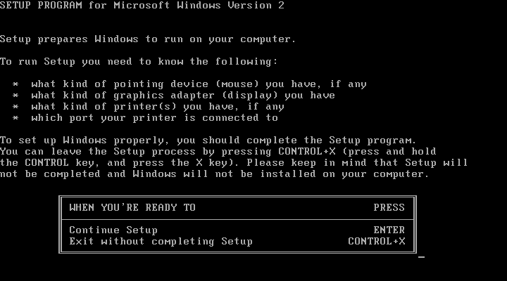 Welcome screen in Windows 2.03