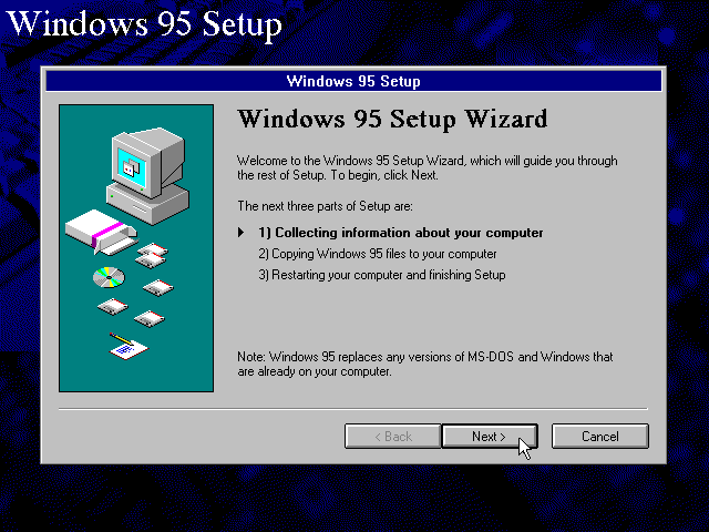 Welcome screen in Windows 95