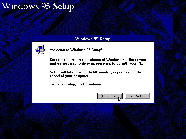 Welcome screen in Windows 95B